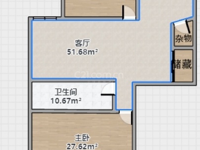 华峰大厦（华峰公寓） 2室 1厅 83平米