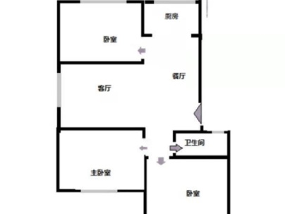竹园 3室 1厅 84平米