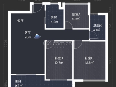 德沁园(德信•泊林公馆) 3室 2厅 94.23平米