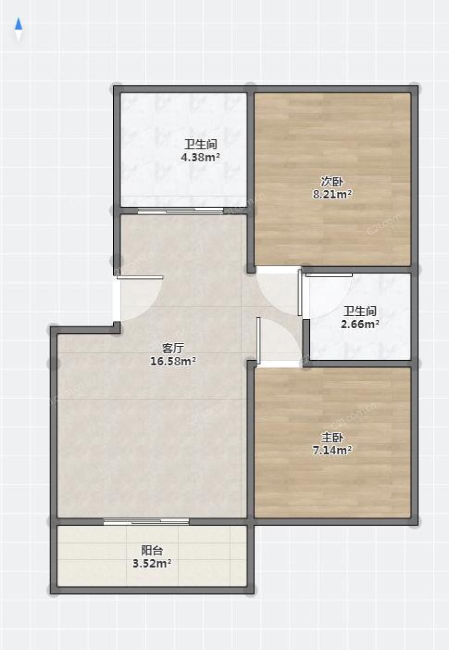开元花园2室2厅90平米