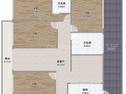 银山花园 4室 2厅 140.4平米