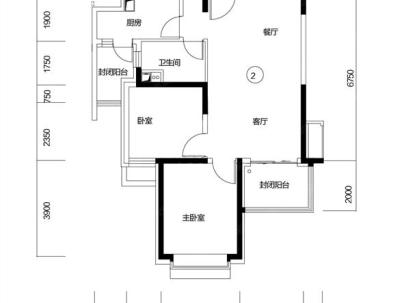 恒大城 2室 2厅 96平米