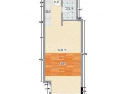 万达广场公寓B座 1室 1厅 73.5平米