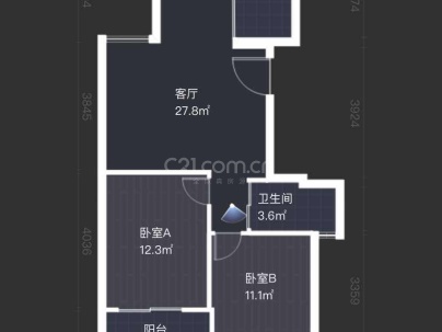 瑶溪住宅区二组团 3室 2厅 89平米